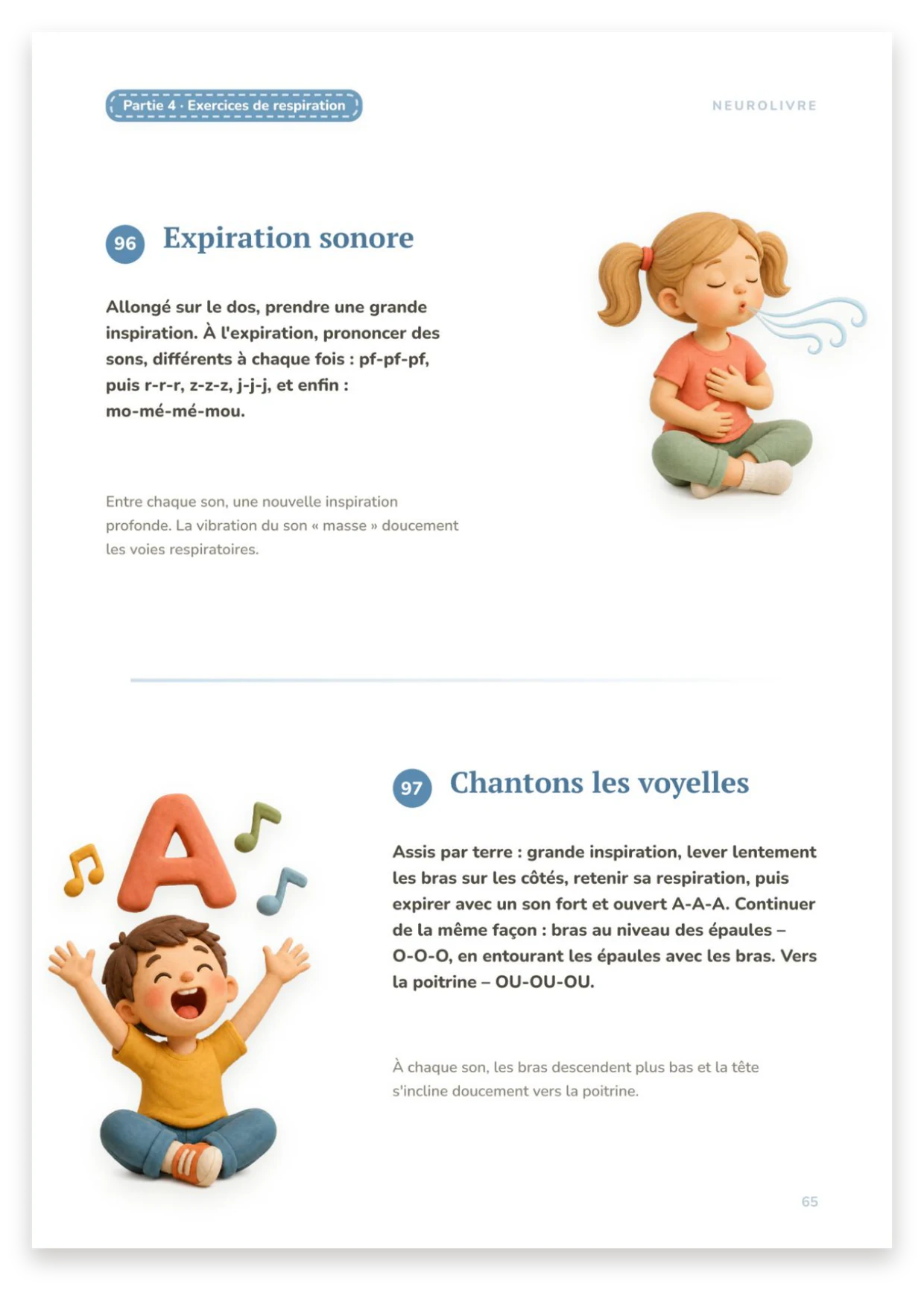 Exercices de respiration avec des sons